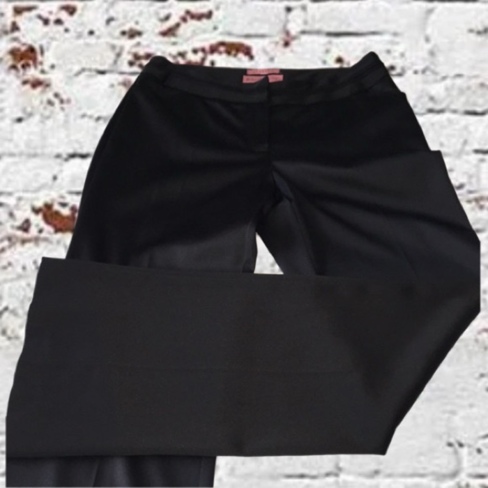 Bandolino Stretch Shiny Satin Like Black Wide Leg Dress Pants, Sz 8, 33” Inseam